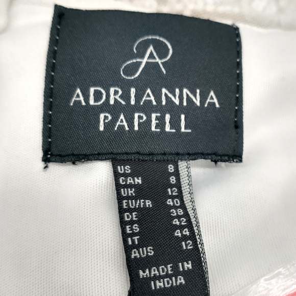 Adrianna Papell White Hand Beaded Long Sleeve Sheath Formal Dress Size 8 - Picture 8 of 16